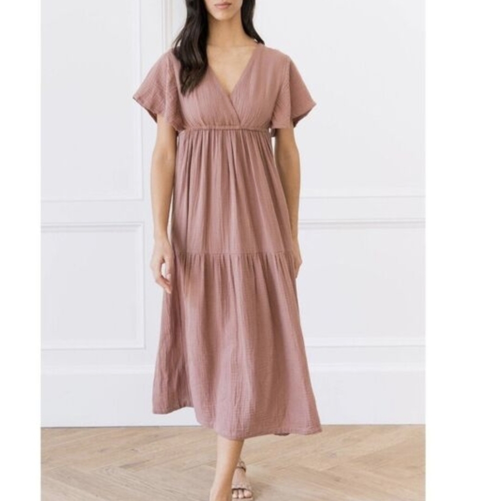 Cozy Earth Boardwalk Mauve Gauze Maxi Dress